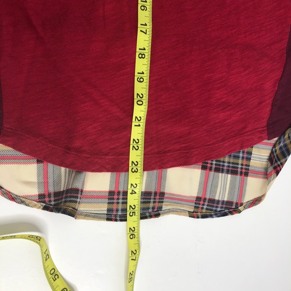 Little Yellow Button Plaid Backstory Red Tee L - Picture 8 of 8